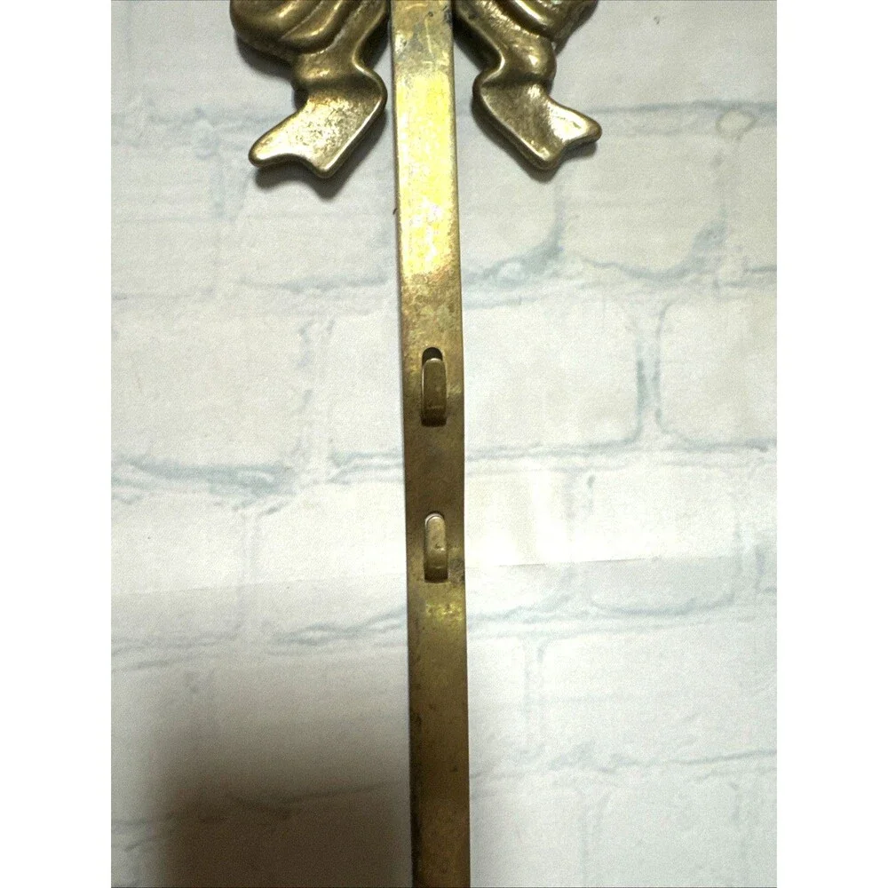Vintage Brass Bow Triple Plate Holder Wall Mount Tassel Hollywood Regency Gold